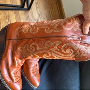 MENS JUSTIN 1484 BROWN LEATHER COWBOY WESTERN BOOTS SZ 8.5 Made in USA